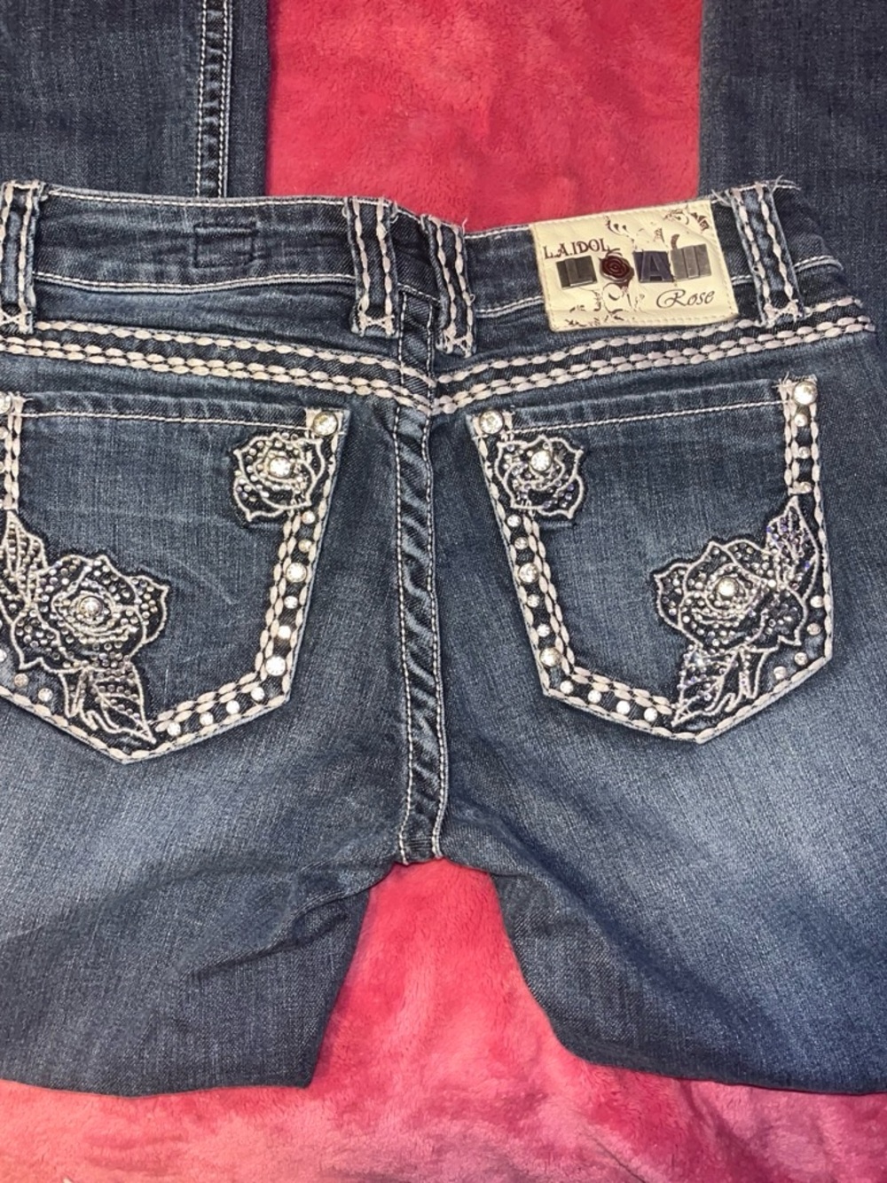 L.A. idol Dark Blue Embroidered Back Pocket Bootcut Jeans